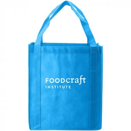 Imprinted Reusable shopping bags- Saturn Jumbo Non-Woven Tote- Carolina Blue